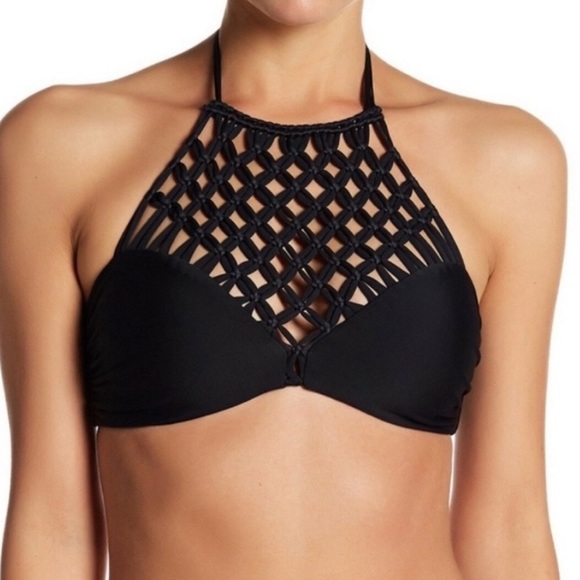 Mikoh Other - Mikoh Black Lanikai Woven Bikini Top Sz Small